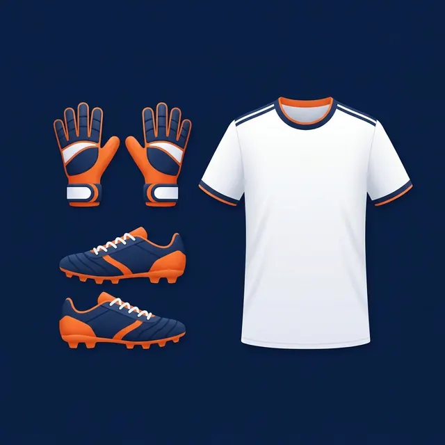 Luvas, chuteiras e camisa de goleiro nas cores da marca